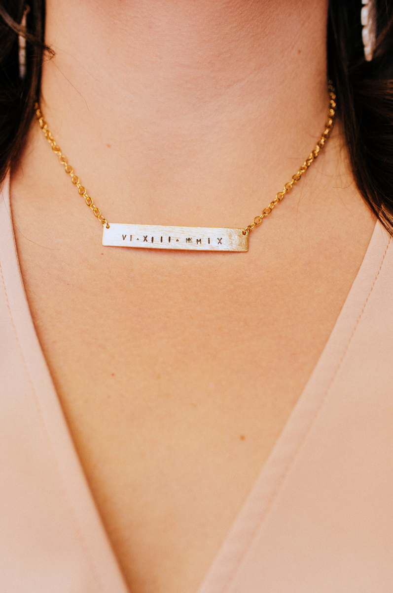 The Stamped Bar Necklace – Annie Claire Designs