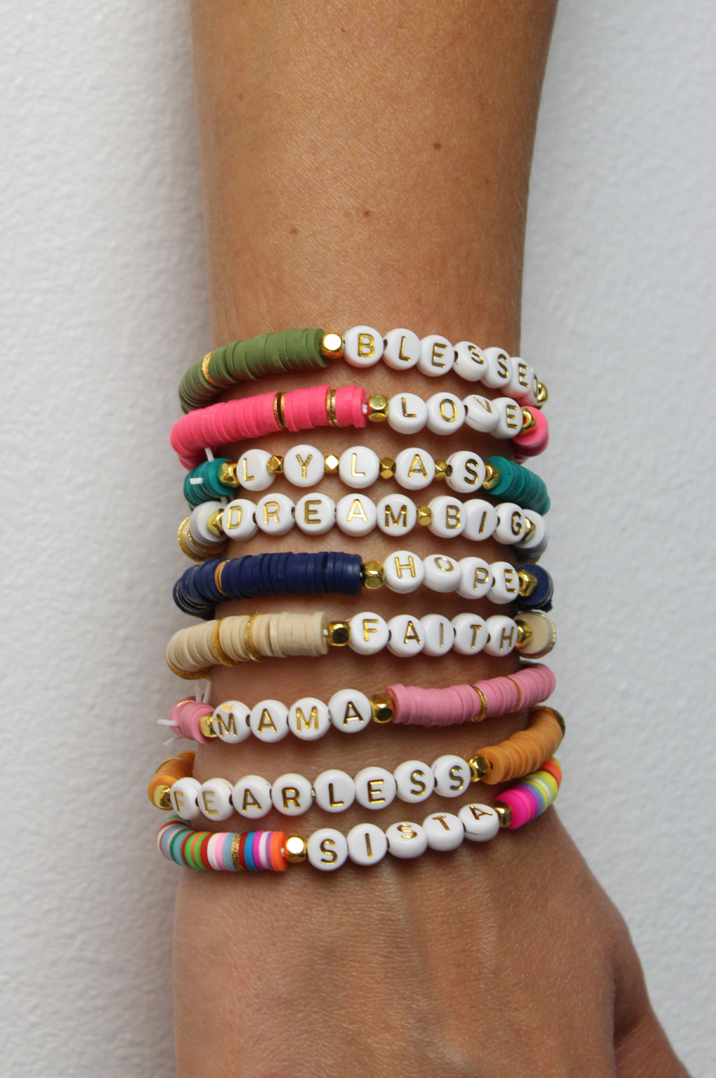 The Beaded Word Bracelet - Solid Color Beads